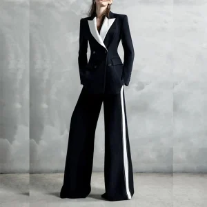 costume femmes double boutonnage revers pointe