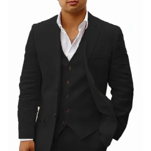 Costume 3 pièces en lin pour homme