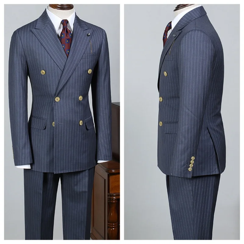 Bleu marine costume rayé pour hommes