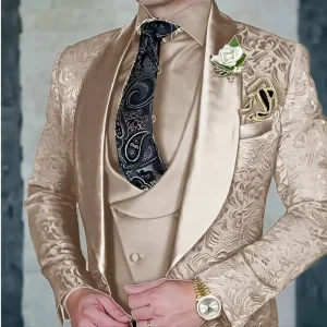 Ensemble 3 pièces beige pour homme