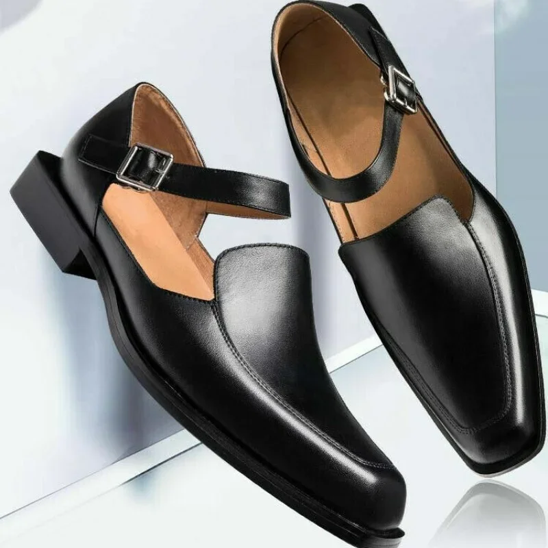 sandales d'été noires pour hommes habillées