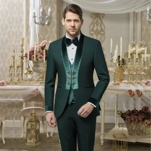 Costume vert 3 pièces pour homme