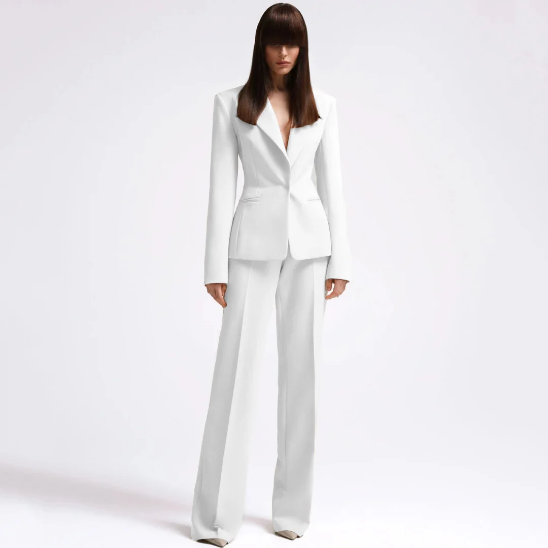 Costume 2 pièces blanc pour femme
